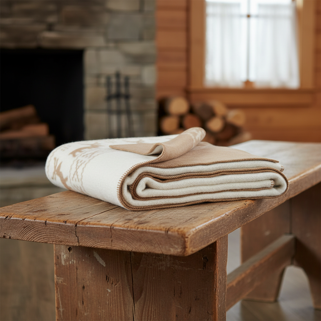 Reindeer Wool Blanket (200x210 cm) – Soft Merino Warmth for Slow Living