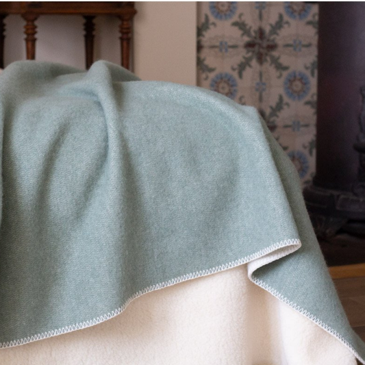 Wool Blanket, Cool Green - Natural Warmth for Slow Living